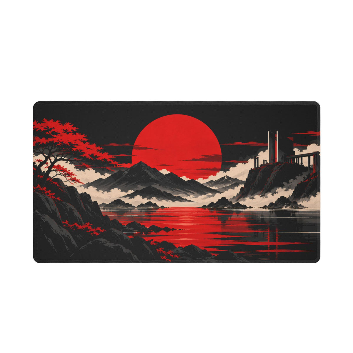 Crimson Horizon | Red Sun Mousepad & Desk Mat