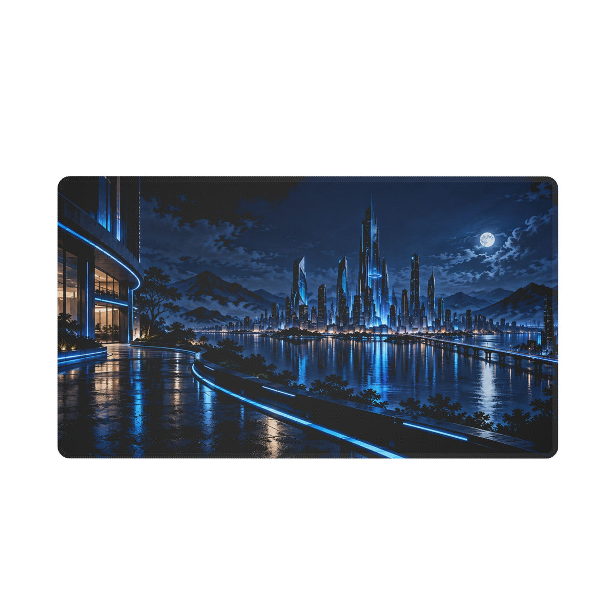 Midnight Circuit | Futuristic City Mousepad & Desk Mat