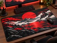 Crimson Horizon | Red Sun Mousepad & Desk Mat